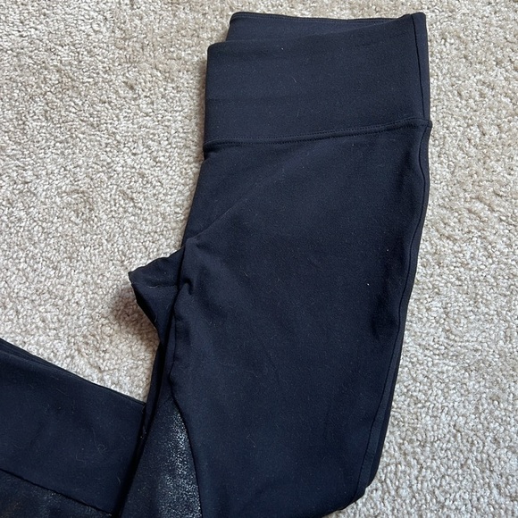 Spanx black metallic panel leggings pull on size large - Picture 2 of 9